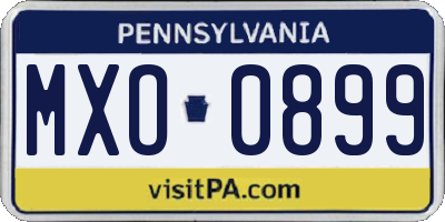 PA license plate MXO0899