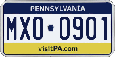 PA license plate MXO0901