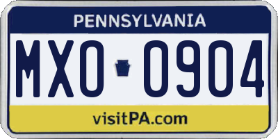 PA license plate MXO0904