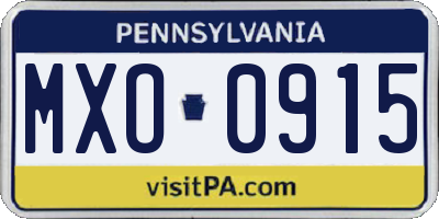 PA license plate MXO0915