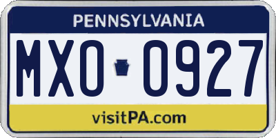 PA license plate MXO0927