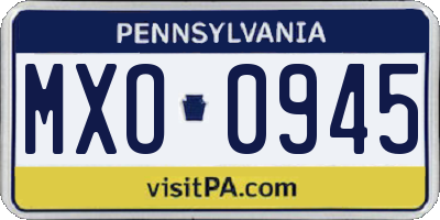 PA license plate MXO0945