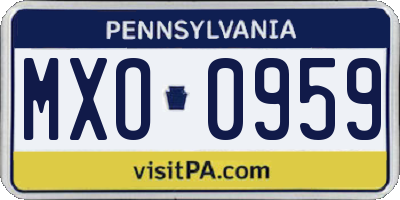 PA license plate MXO0959