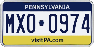 PA license plate MXO0974
