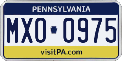 PA license plate MXO0975