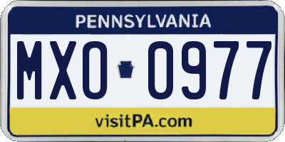PA license plate MXO0977