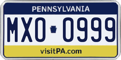 PA license plate MXO0999