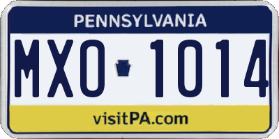 PA license plate MXO1014