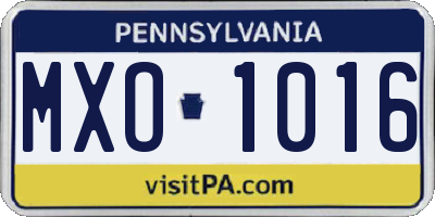 PA license plate MXO1016