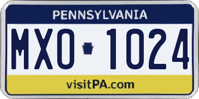 PA license plate MXO1024