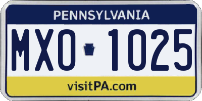 PA license plate MXO1025