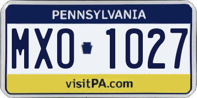 PA license plate MXO1027