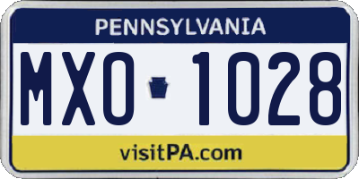PA license plate MXO1028