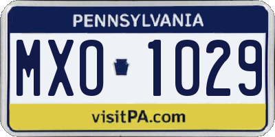 PA license plate MXO1029