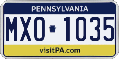 PA license plate MXO1035