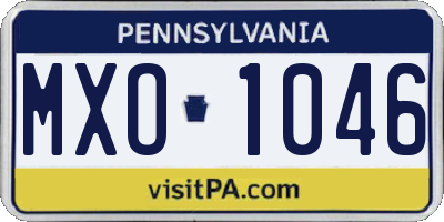 PA license plate MXO1046