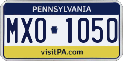 PA license plate MXO1050