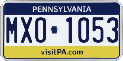 PA license plate MXO1053