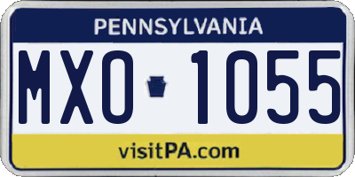 PA license plate MXO1055