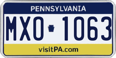 PA license plate MXO1063
