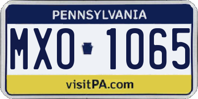 PA license plate MXO1065