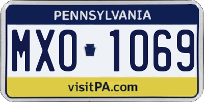 PA license plate MXO1069