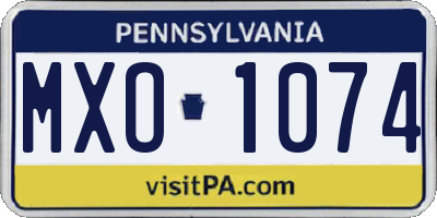 PA license plate MXO1074