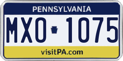 PA license plate MXO1075
