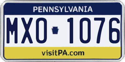 PA license plate MXO1076