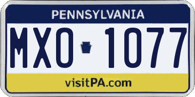 PA license plate MXO1077