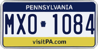 PA license plate MXO1084