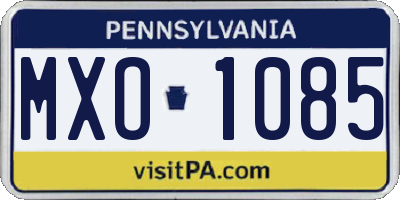 PA license plate MXO1085