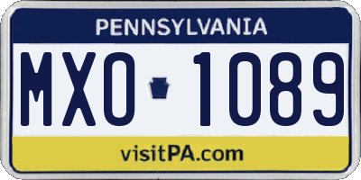PA license plate MXO1089