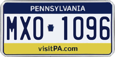 PA license plate MXO1096