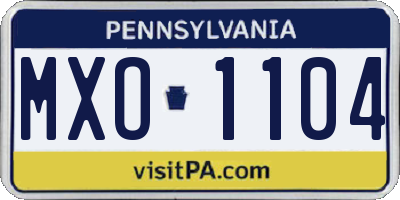 PA license plate MXO1104