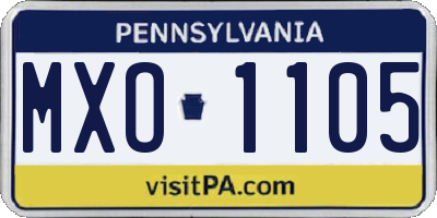 PA license plate MXO1105