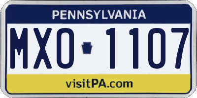 PA license plate MXO1107