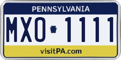 PA license plate MXO1111
