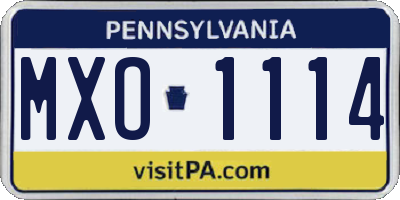 PA license plate MXO1114