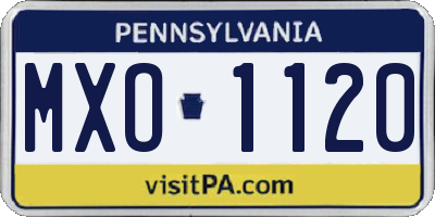 PA license plate MXO1120