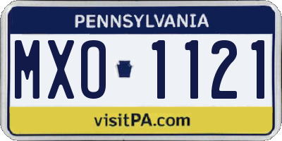 PA license plate MXO1121