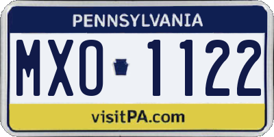 PA license plate MXO1122