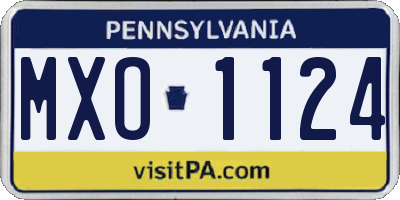 PA license plate MXO1124
