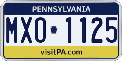 PA license plate MXO1125