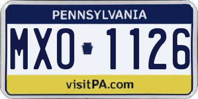 PA license plate MXO1126