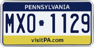 PA license plate MXO1129