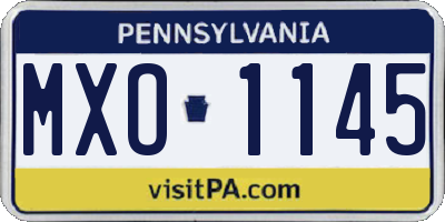 PA license plate MXO1145