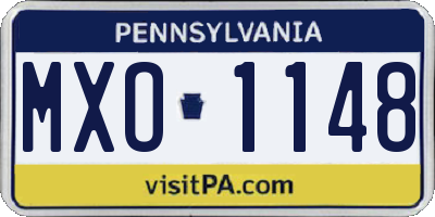 PA license plate MXO1148