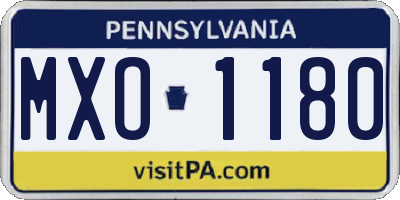 PA license plate MXO1180