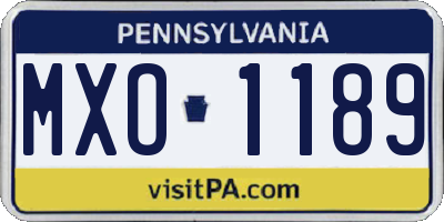 PA license plate MXO1189